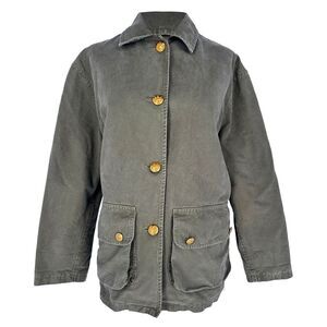Nili Lotan Connor Button-Down Denim Jacket in Olive Cotton